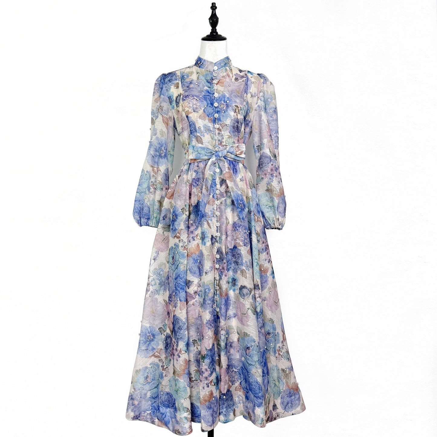 Rosalie Vintage Çiçek Desenli Maxi Elbise