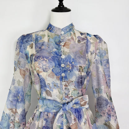Rosalie Vintage Çiçek Desenli Maxi Elbise