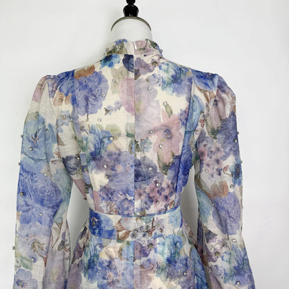 Rosalie Vintage Çiçek Desenli Maxi Elbise