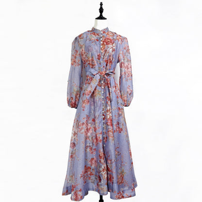 Rosalie Vintage Çiçek Desenli Maxi Elbise