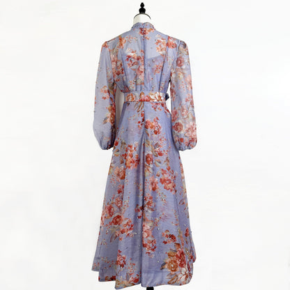 Rosalie Vintage Çiçek Desenli Maxi Elbise