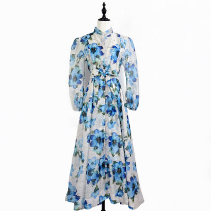 Rosalie Vintage Çiçek Desenli Maxi Elbise