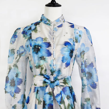 Rosalie Vintage Çiçek Desenli Maxi Elbise