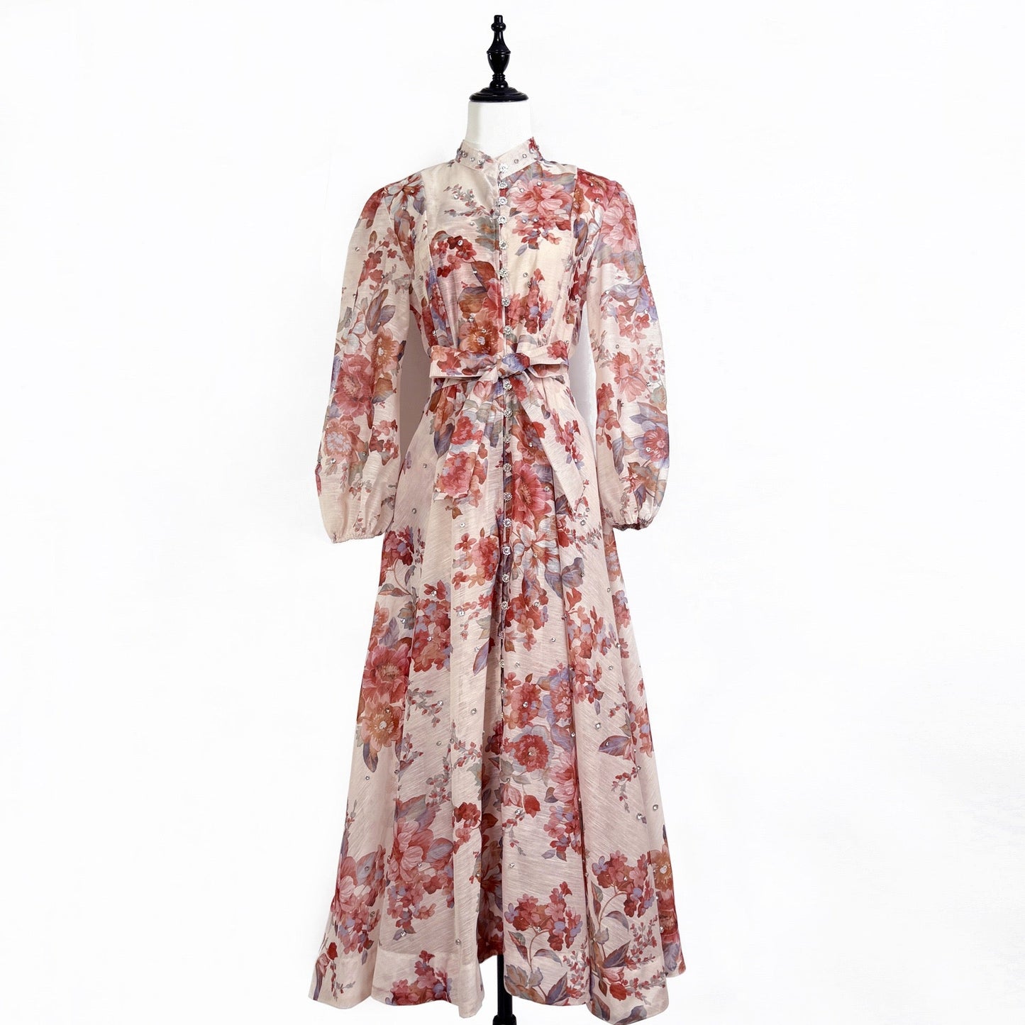Rosalie Vintage Çiçek Desenli Maxi Elbise