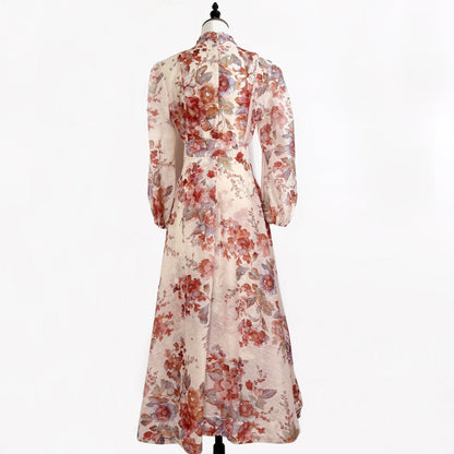 Rosalie Vintage Çiçek Desenli Maxi Elbise