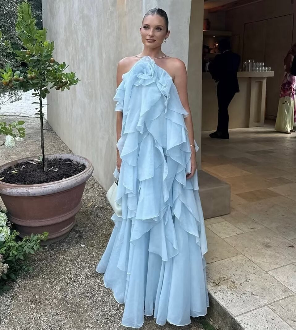Sienna Sırt Dekolteli Halter Yaka Maxi Elbise
