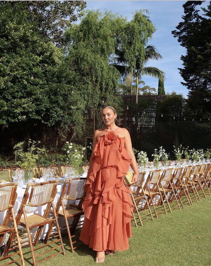 Sienna Sırt Dekolteli Halter Yaka Maxi Elbise