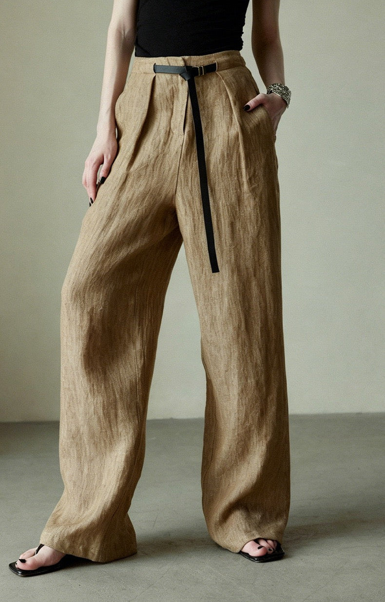 Avery %99 Keten Geniş Paça Pantolon