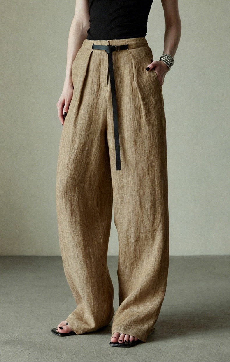 Avery %99 Keten Geniş Paça Pantolon