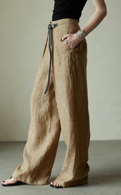 Avery %99 Keten Geniş Paça Pantolon