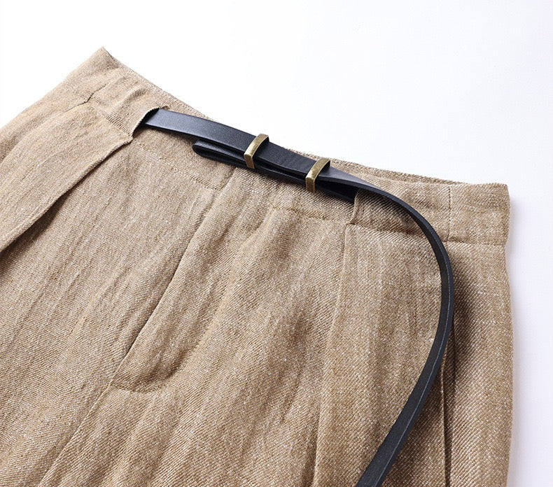 Avery %99 Keten Geniş Paça Pantolon
