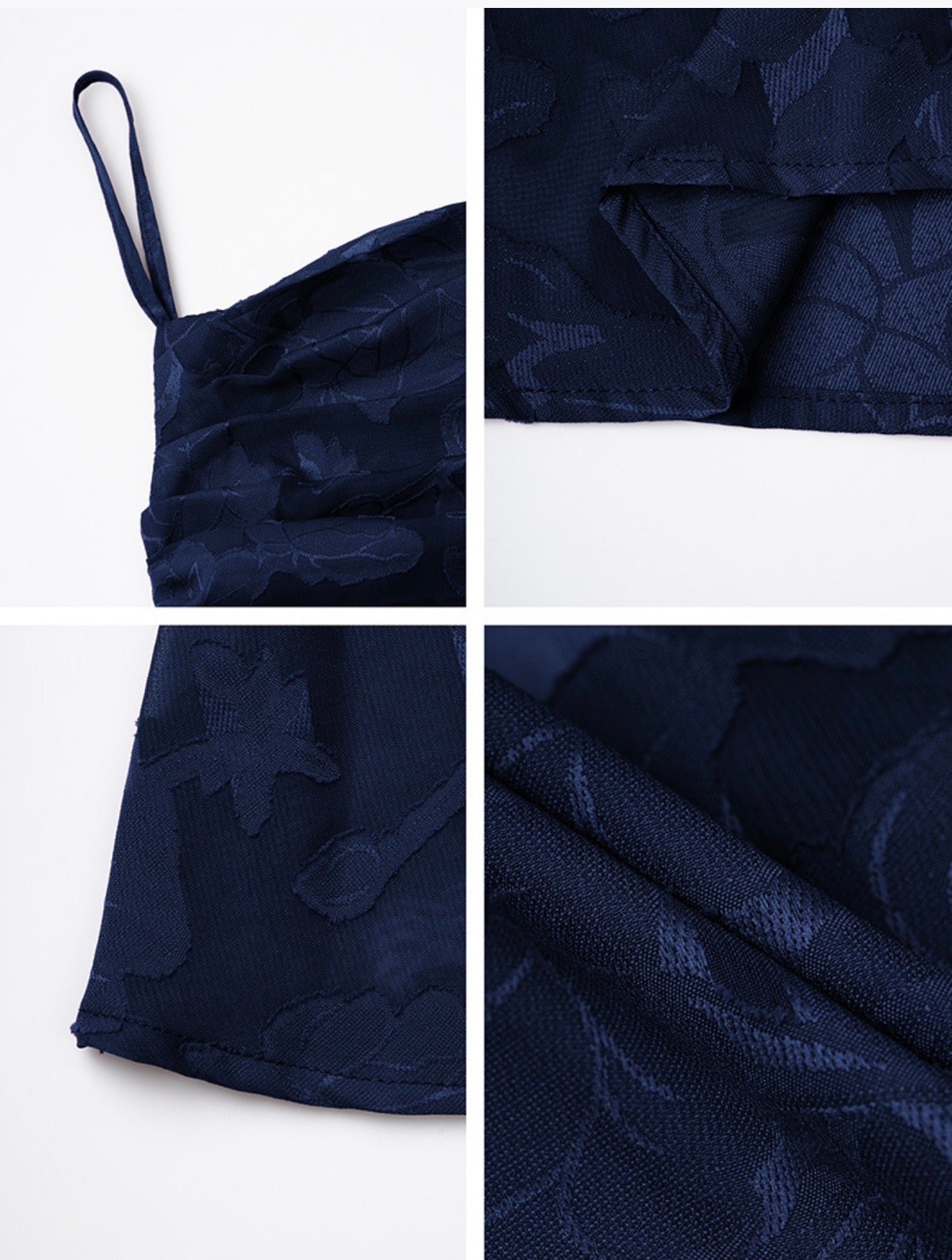 İnce Askılı Sırt Dekolteli Jakarlı Uzun Elbise