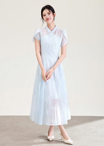 Celeste Nakışlı Tencel Midi Elbise