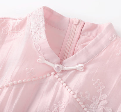 Celeste Nakışlı Tencel Midi Elbise