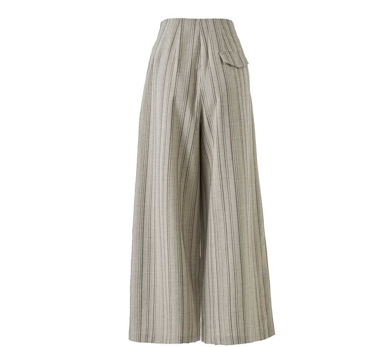 Maren Tencel Çizgili Bol Paça Pantolon