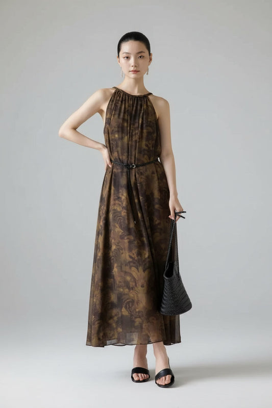 Arlena Kemerli Rahat Kesim Midi Elbise