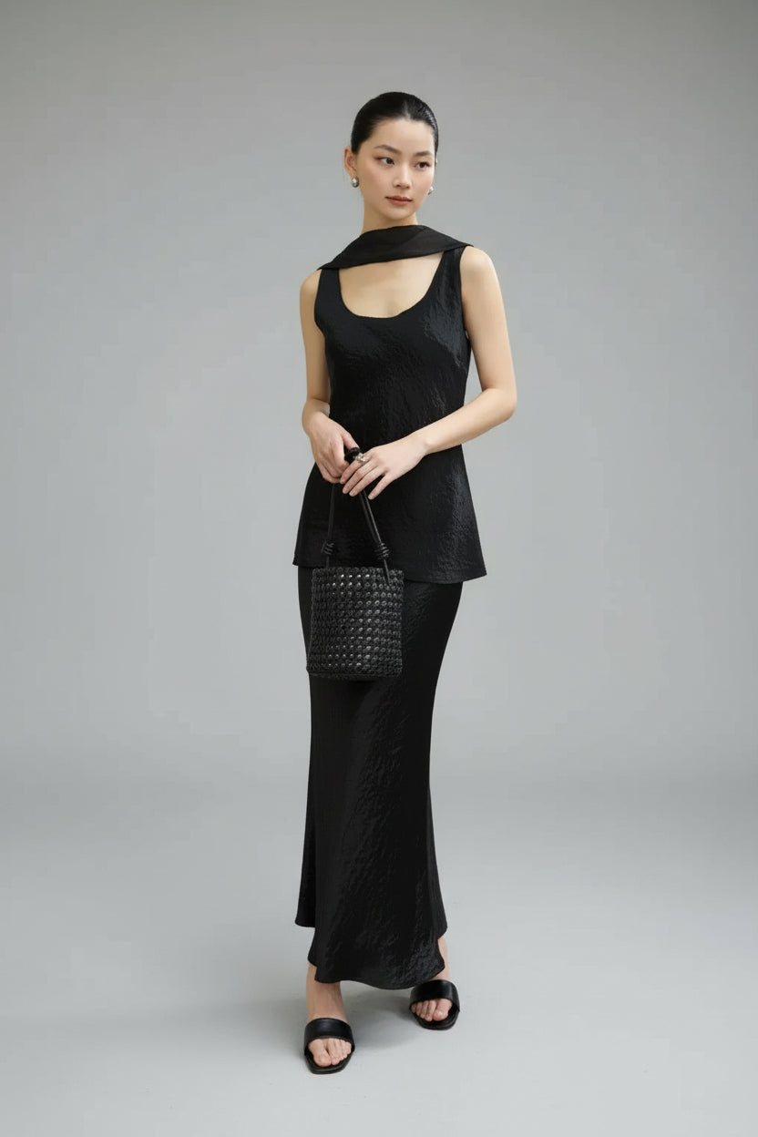 Serella Saten Görünümlü İkili Etek Takım