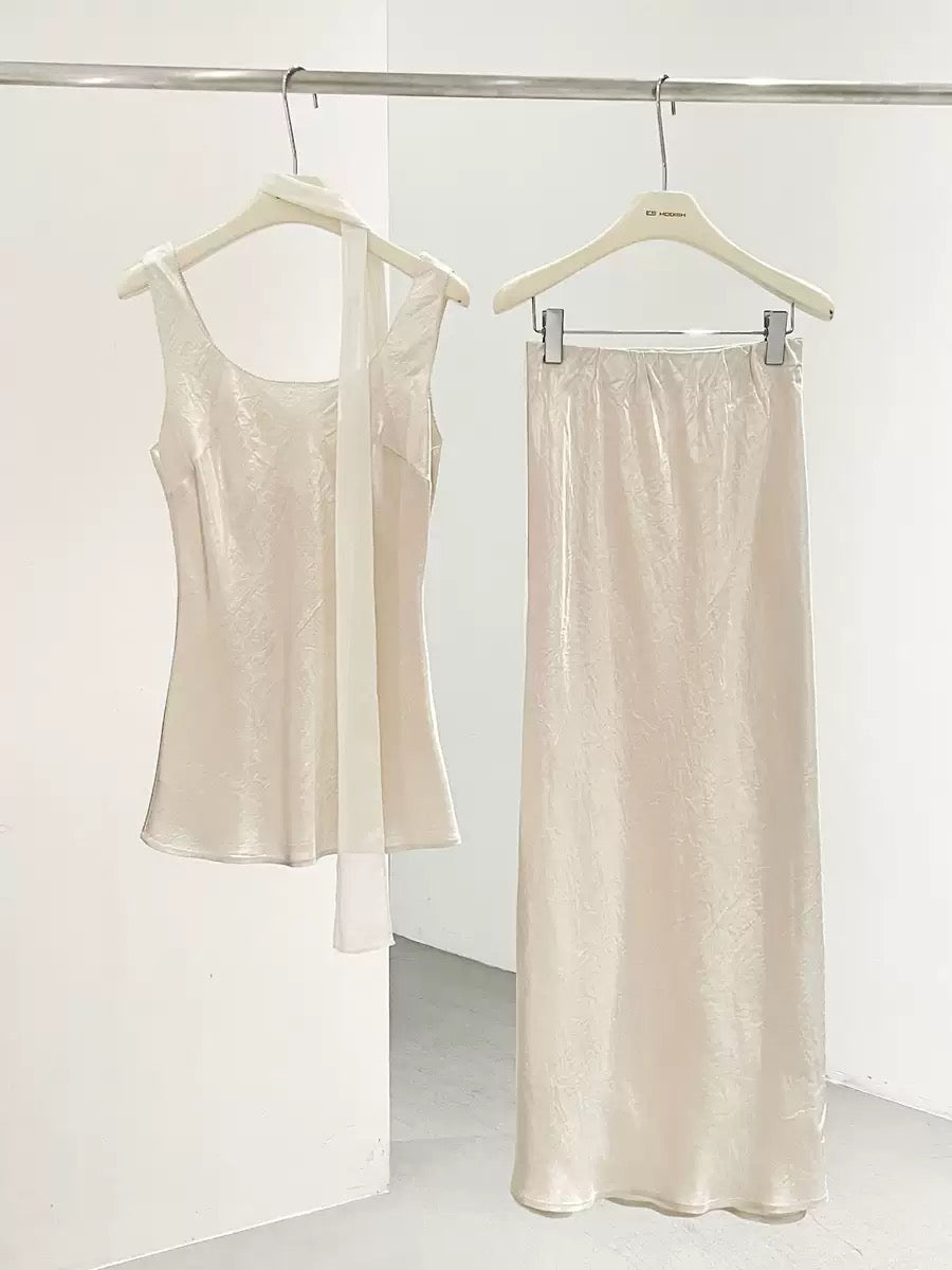 Serella Saten Görünümlü İkili Etek Takım