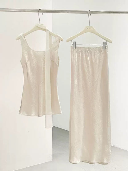 Serella Saten Görünümlü İkili Etek Takım