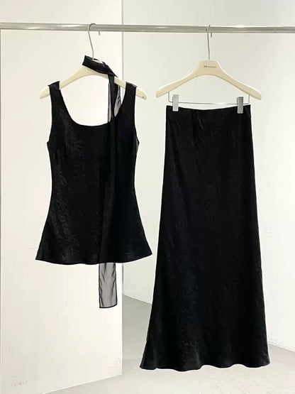 Serella Saten Görünümlü İkili Etek Takım