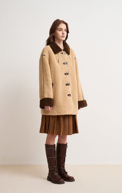 Amara Yünlü Shearling Yakalı Kaban
