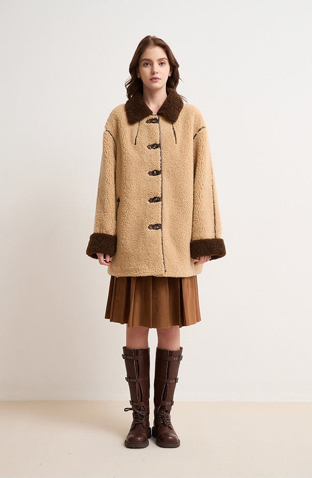 Amara Yünlü Shearling Yakalı Kaban