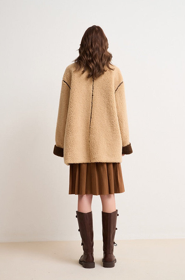 Amara Yünlü Shearling Yakalı Kaban