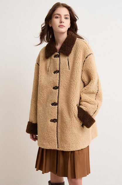 Amara Yünlü Shearling Yakalı Kaban