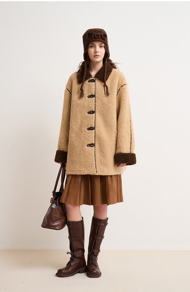 Amara Yünlü Shearling Yakalı Kaban