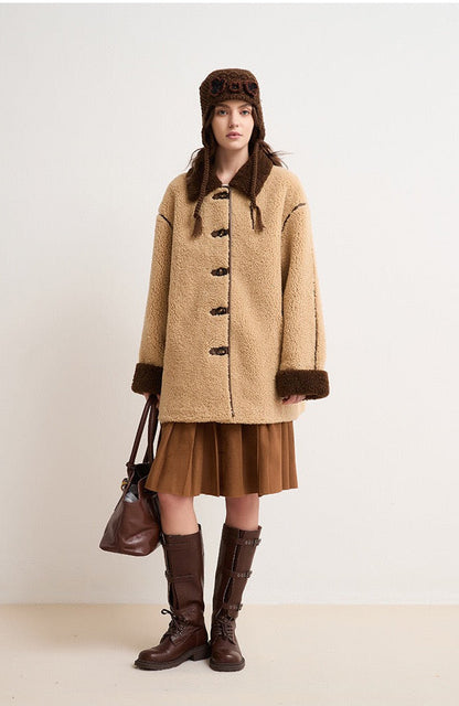 Amara Yünlü Shearling Yakalı Kaban