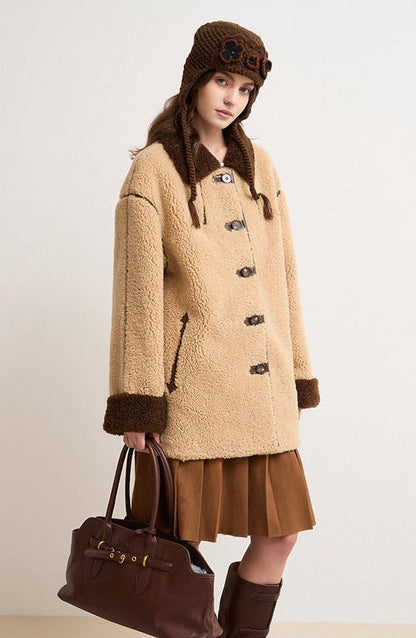 Amara Yünlü Shearling Yakalı Kaban