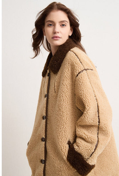 Amara Yünlü Shearling Yakalı Kaban