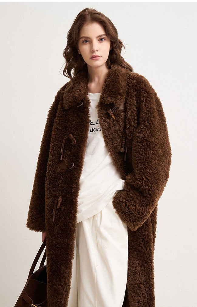 Evelisse Uzun Shearling Kaban