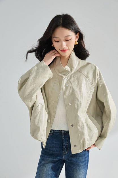 Sorelle Dik Yaka Oversize Suni Deri Ceket