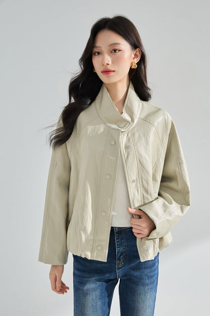 Sorelle Dik Yaka Oversize Suni Deri Ceket