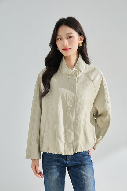 Sorelle Dik Yaka Oversize Suni Deri Ceket