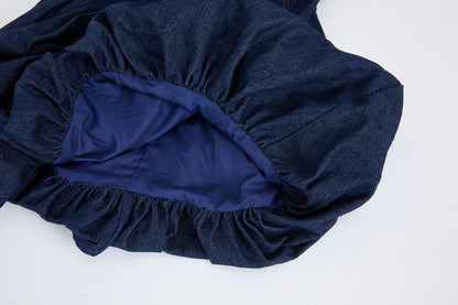 Celeste Denim Balon Mini Elbise
