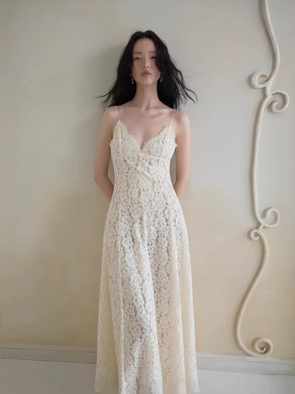 Isolde Fildişi Dantel Maxi Elbise