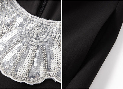 Vivienne Embellished Peter Pan Collar Midi Dress