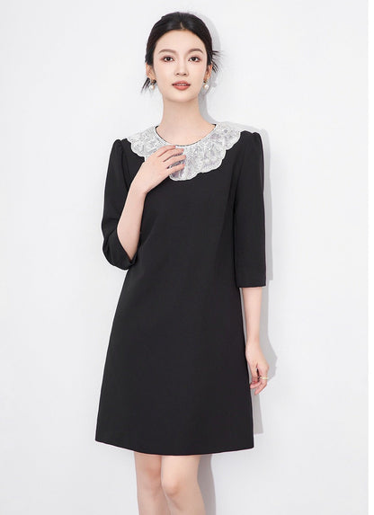 Vivienne Embellished Peter Pan Collar Midi Dress