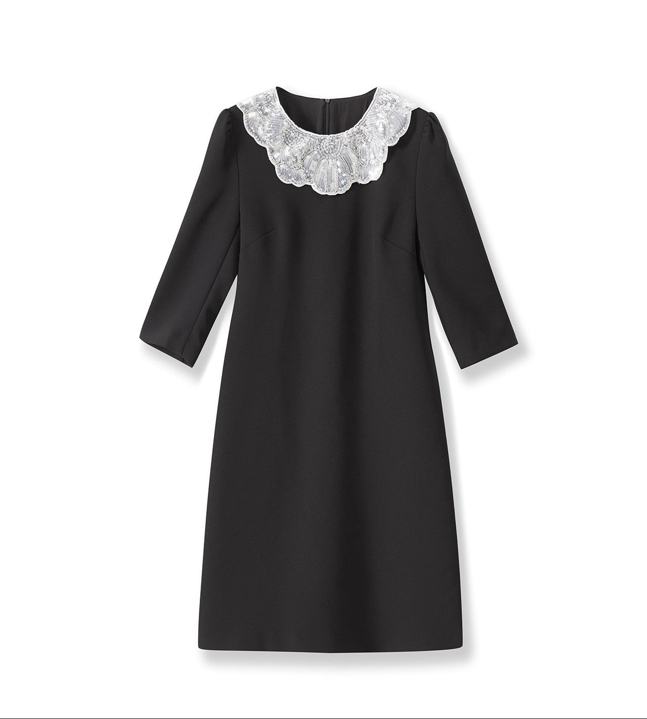 Vivienne Embellished Peter Pan Collar Midi Dress