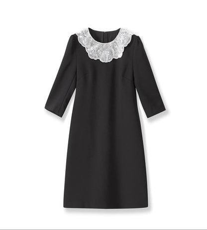 Vivienne Embellished Peter Pan Collar Midi Dress