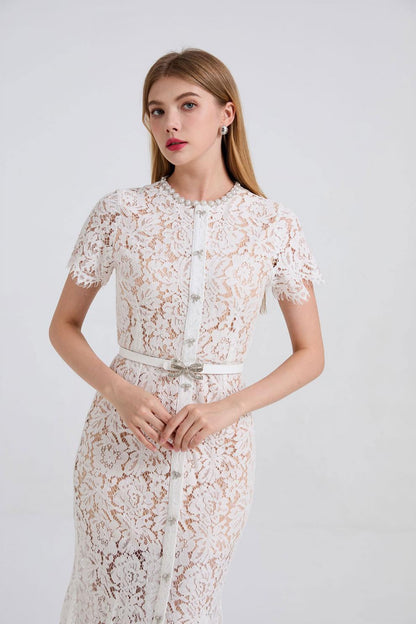 Noirelle Kelebek Dantel Midi Elbise