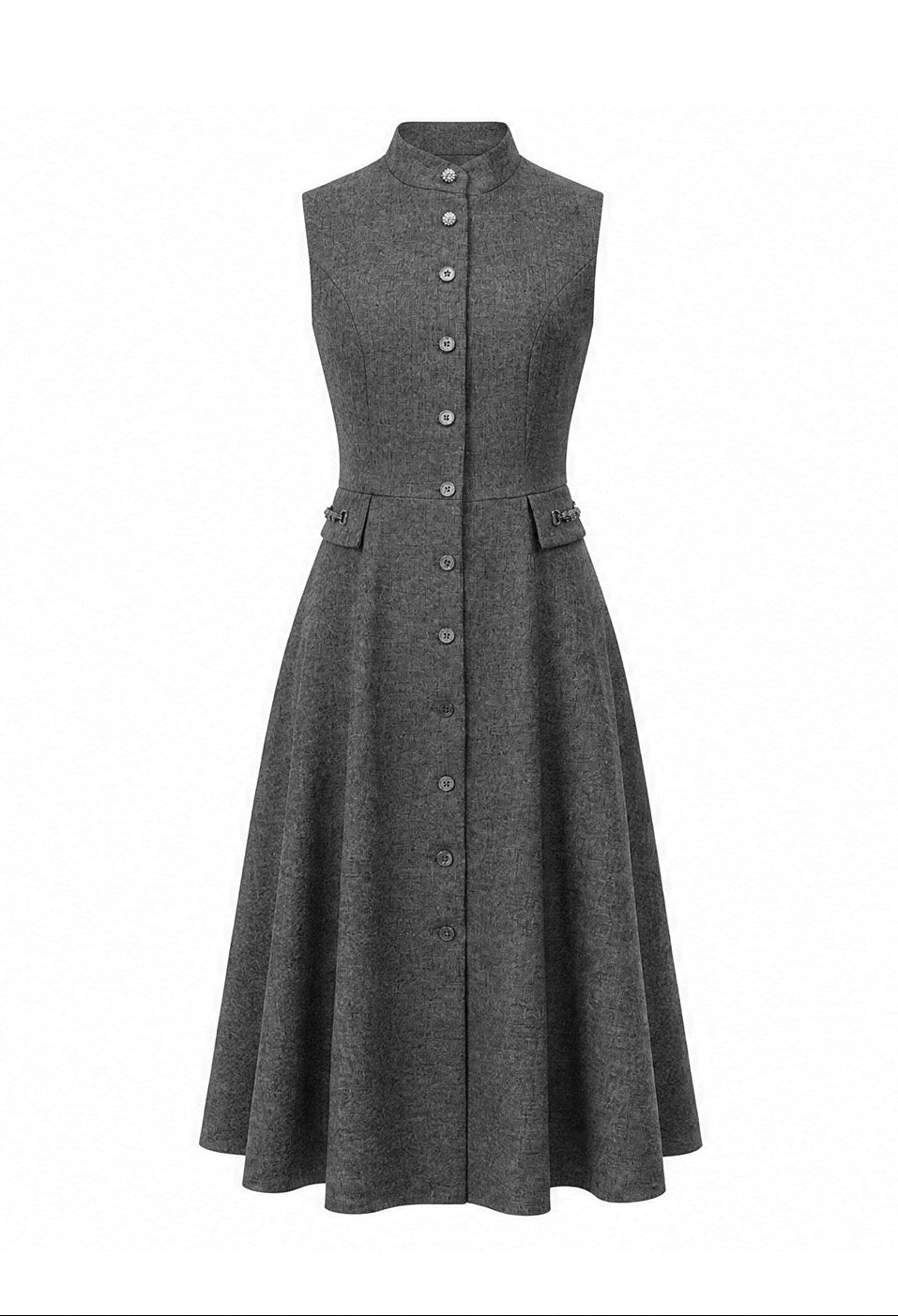 Margot Vintage Dik Yaka Midi Elbise