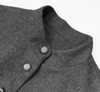 Margot Vintage Dik Yaka Midi Elbise