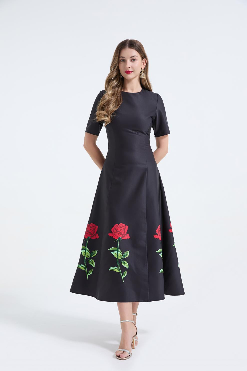 Rosalie Çiçek Desenli Midi Elbise