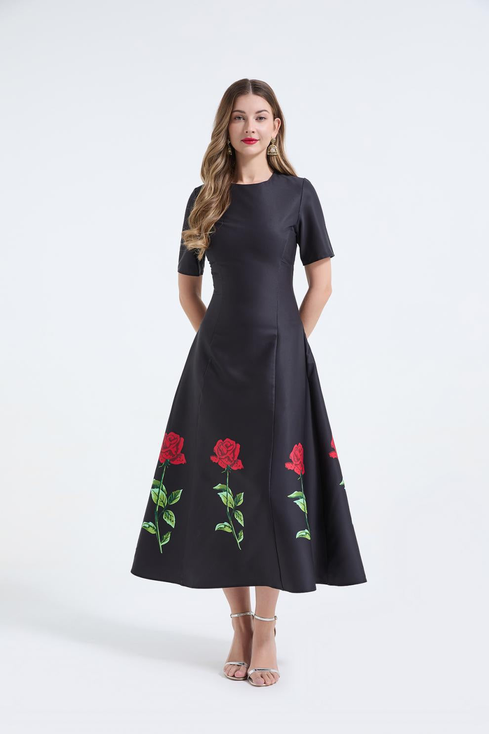 Rosalie Çiçek Desenli Midi Elbise