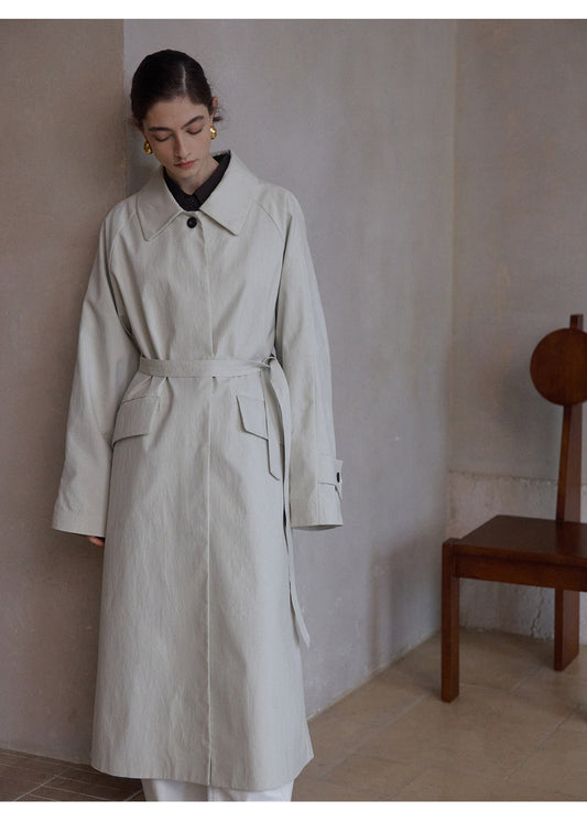 Minimalist Pamuklu Uzun Trençkot