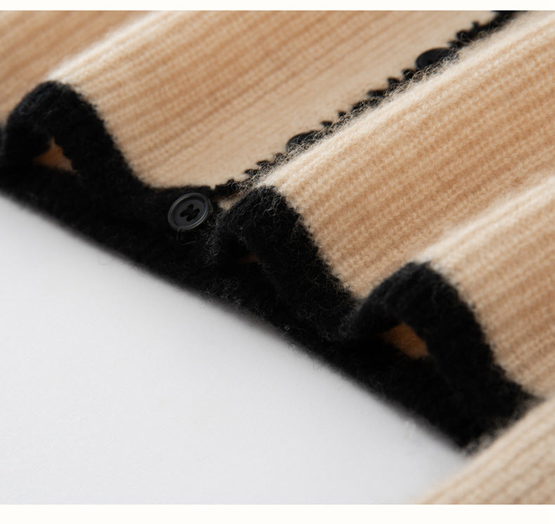 Renk Bloklu Chanel Stil Kaşmir Hırka
