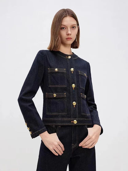 Lacivert Kısa Denim Ceket